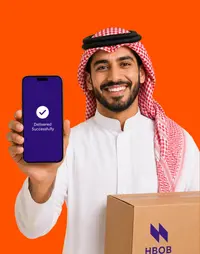 شريك من هبوب يحمل طرداً تم تسليمه بنجاح.
